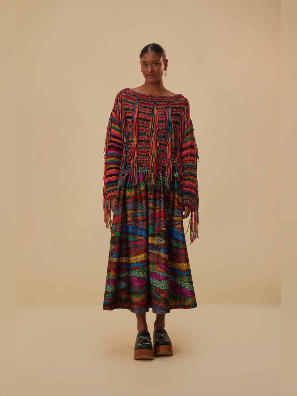 Farm Rio Colorful Stripes Knit Sweater - Picture 2 of 7